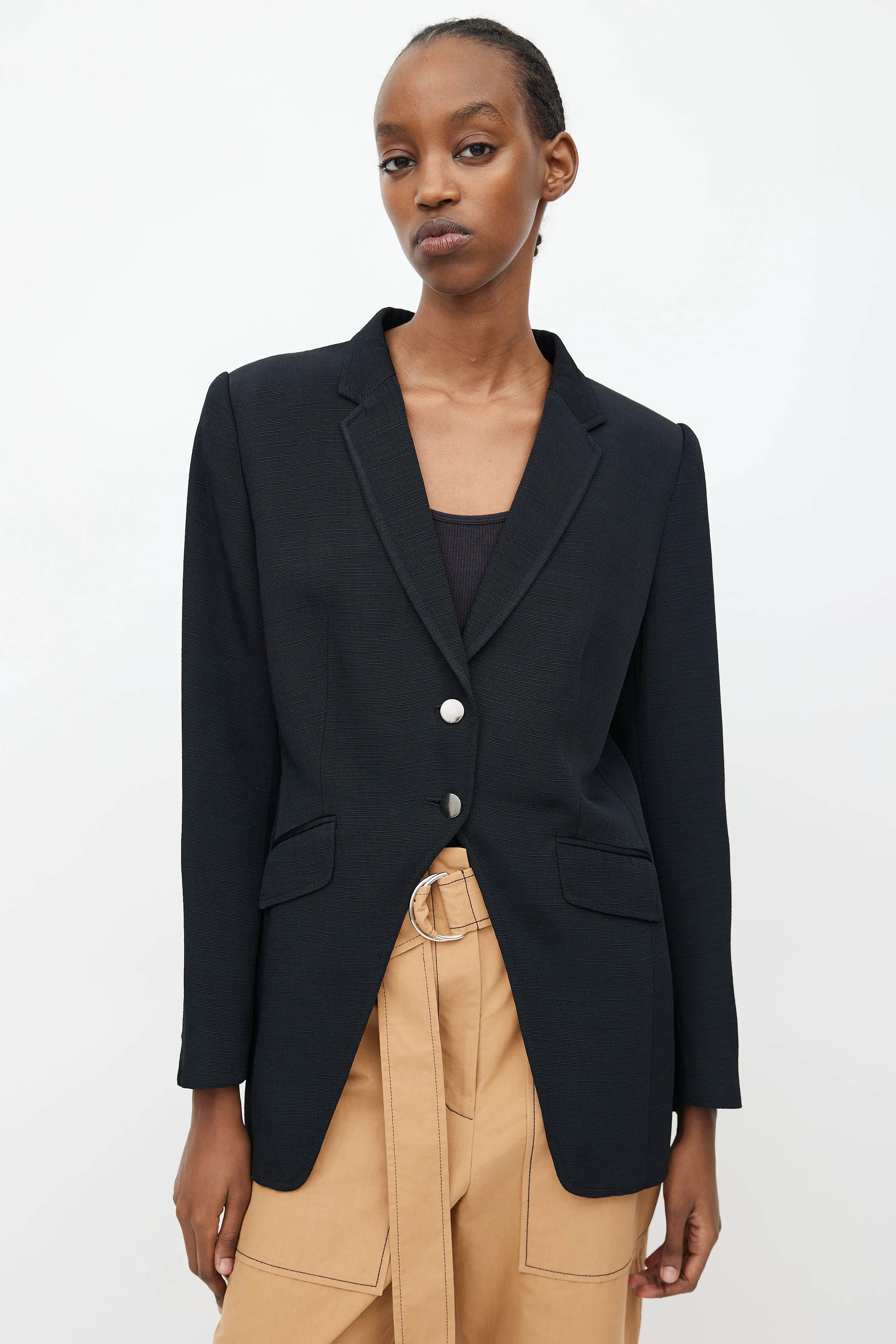 Black Textured Cut Out Blazer