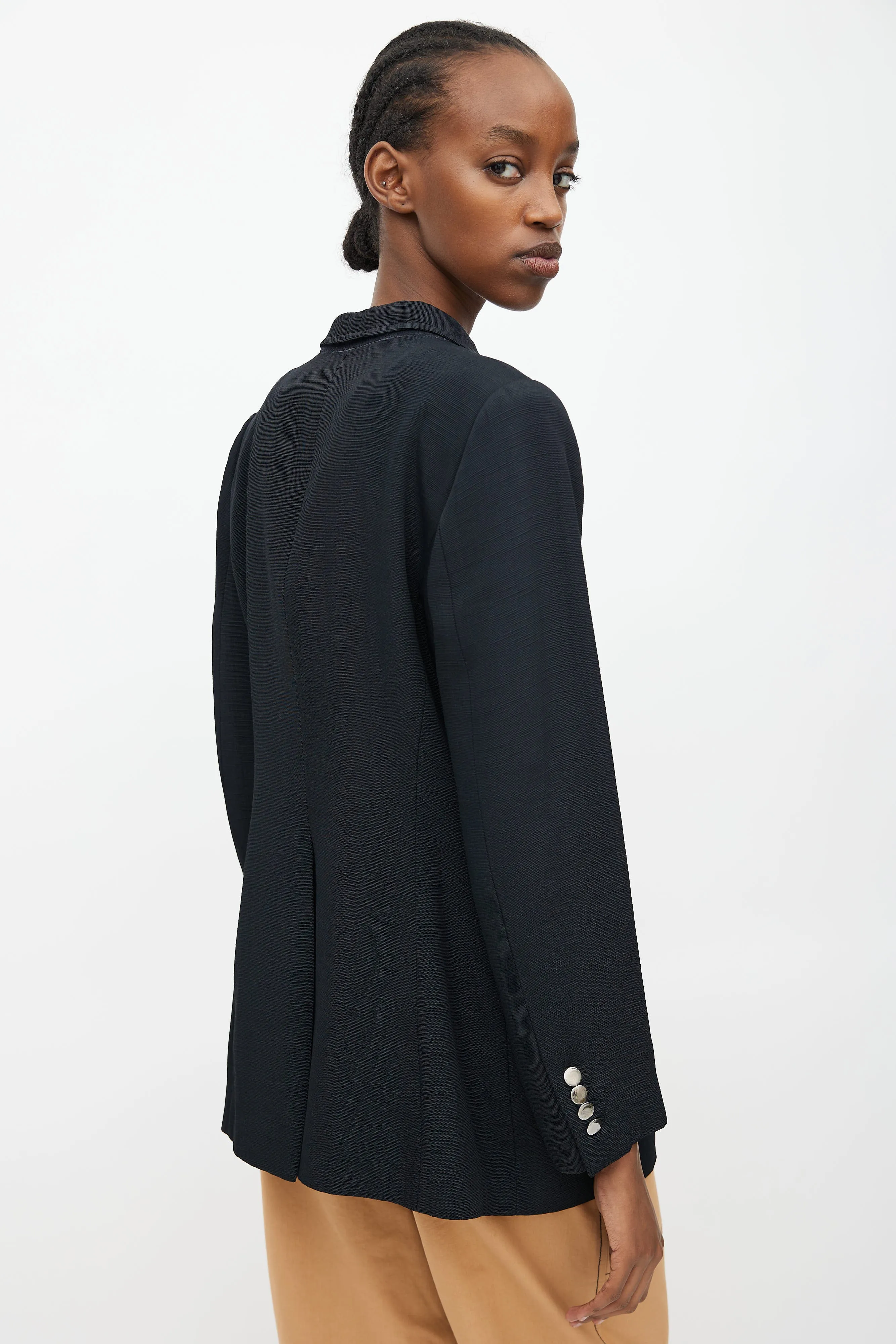 Black Textured Cut Out Blazer