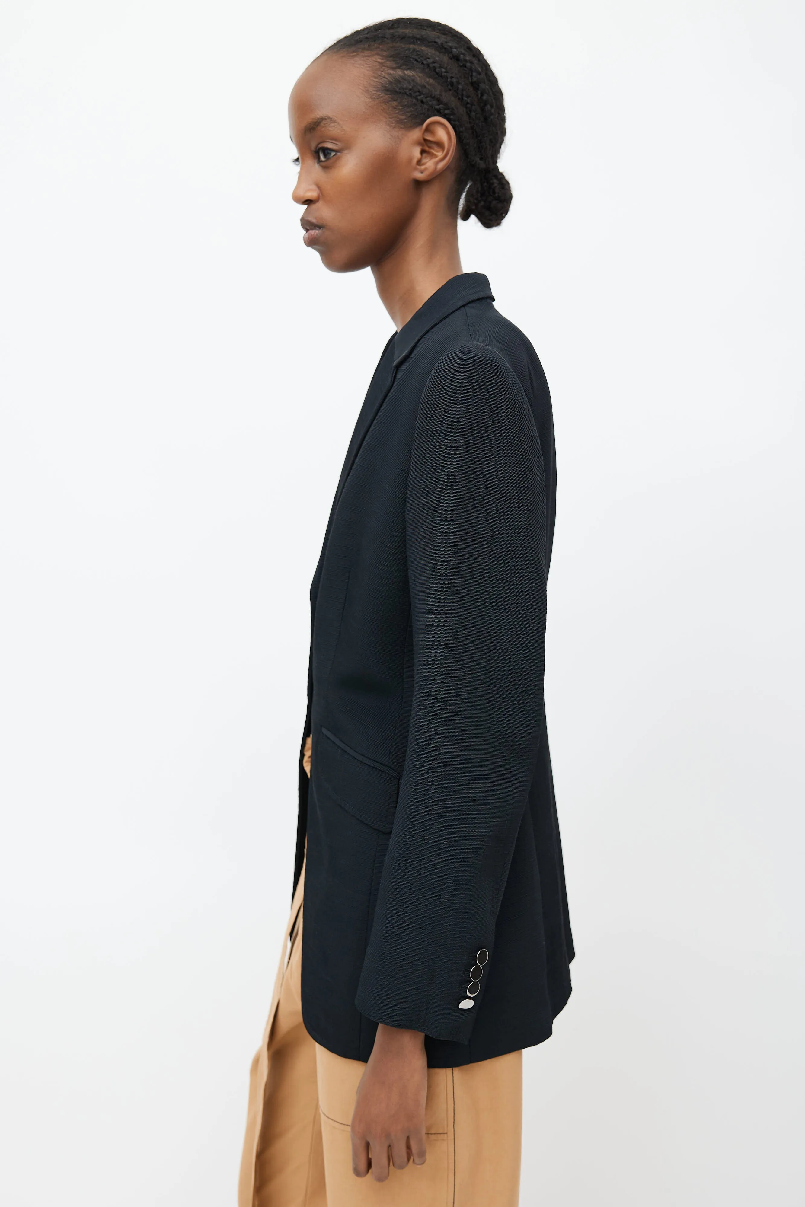 Black Textured Cut Out Blazer