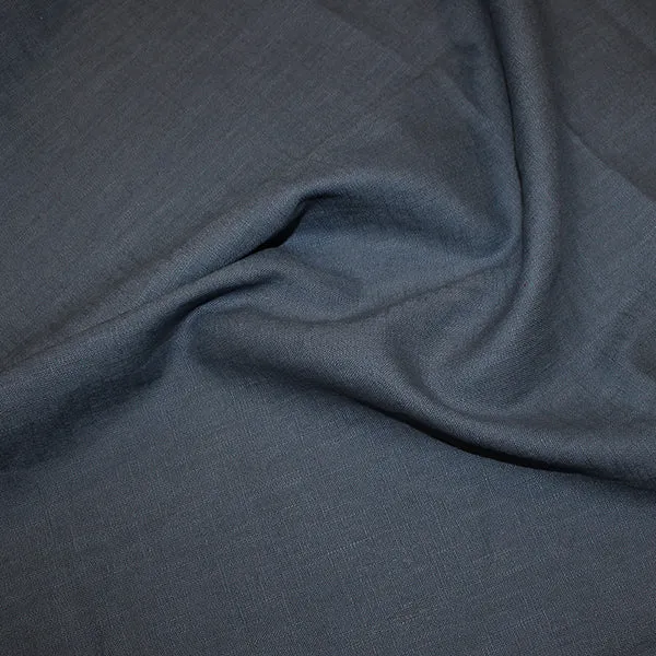 Denim Blue Washed Linen-Look Fabric