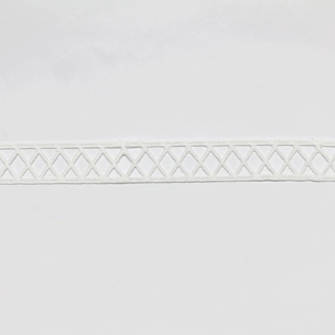 Insertion Guipure Diamond Trim - White - 20mm
