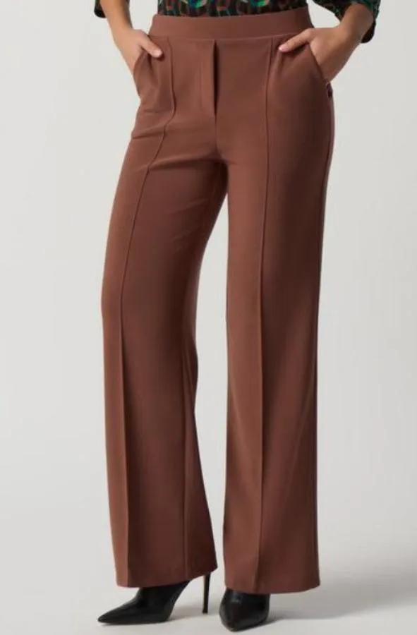 Joseph Ribkoff 233047 Toffee Pleated Pull On Wide Leg Pants
