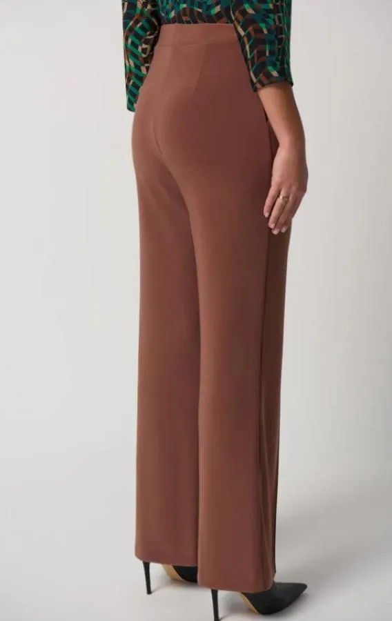 Joseph Ribkoff 233047 Toffee Pleated Pull On Wide Leg Pants