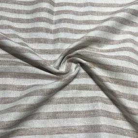 Khaki Stripes Print Cotton Linen Fabric 18440