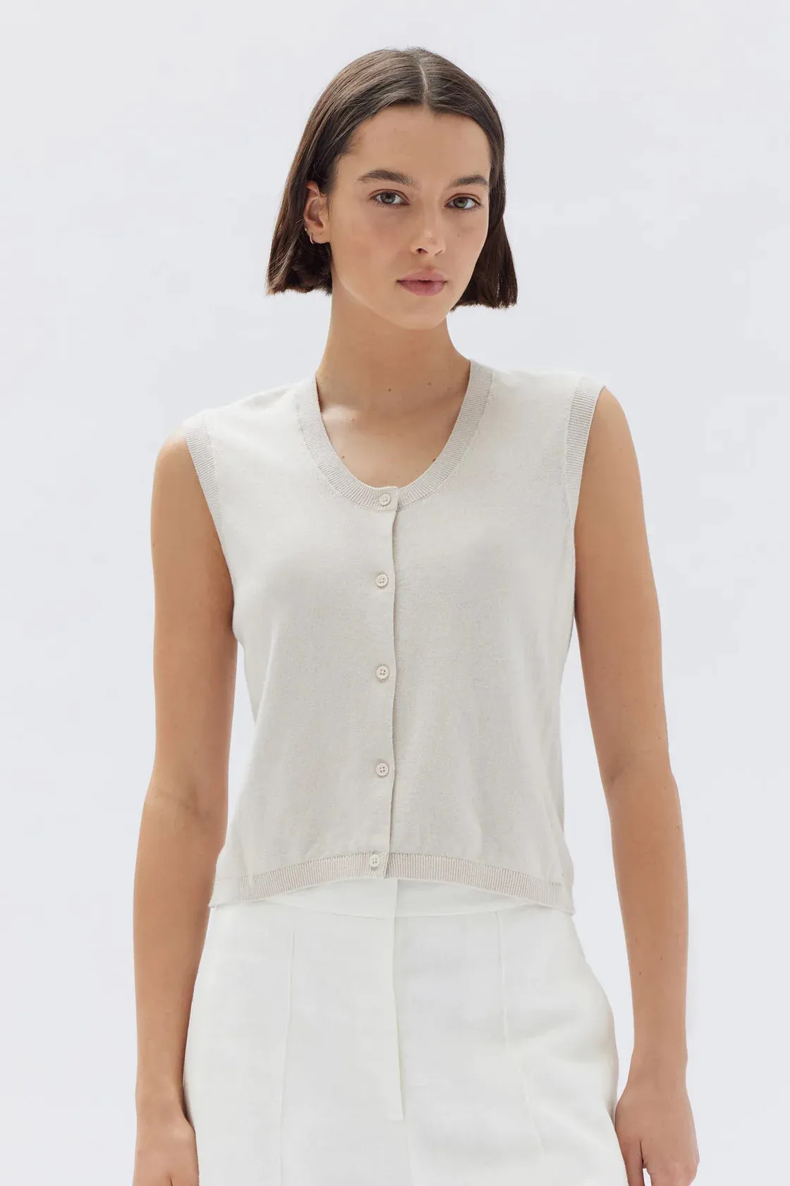 LIORA SILK COTTON KNIT TOP | STONE