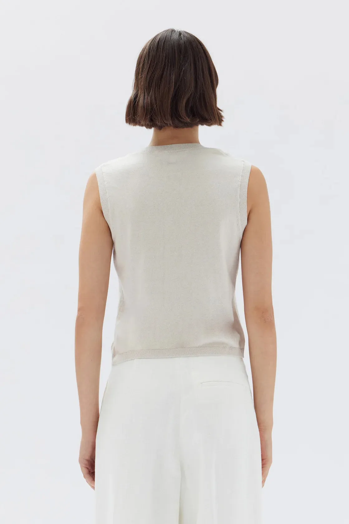 LIORA SILK COTTON KNIT TOP | STONE