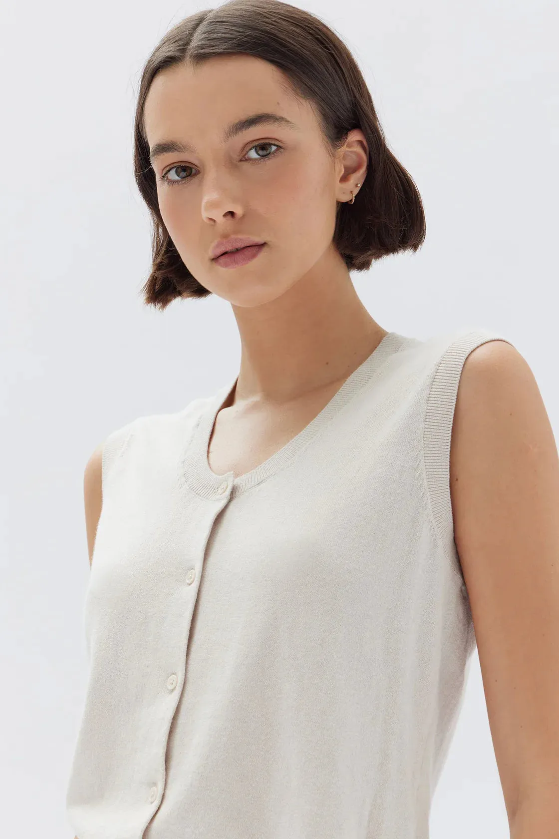 LIORA SILK COTTON KNIT TOP | STONE