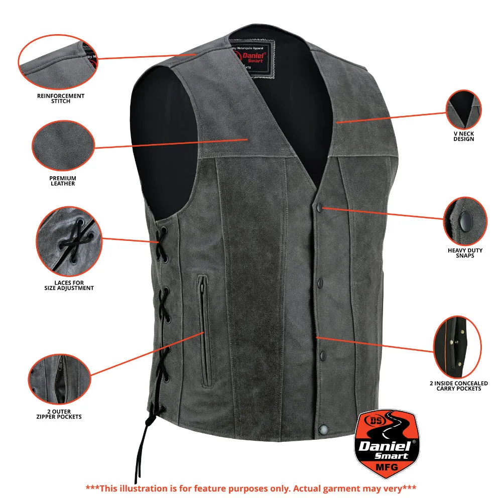 Men's Gray Single Back Panel Smart Access Pockets Vest