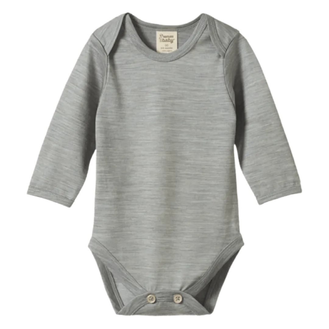 Merino Long Sleeve Bodysuit - Grey Marl