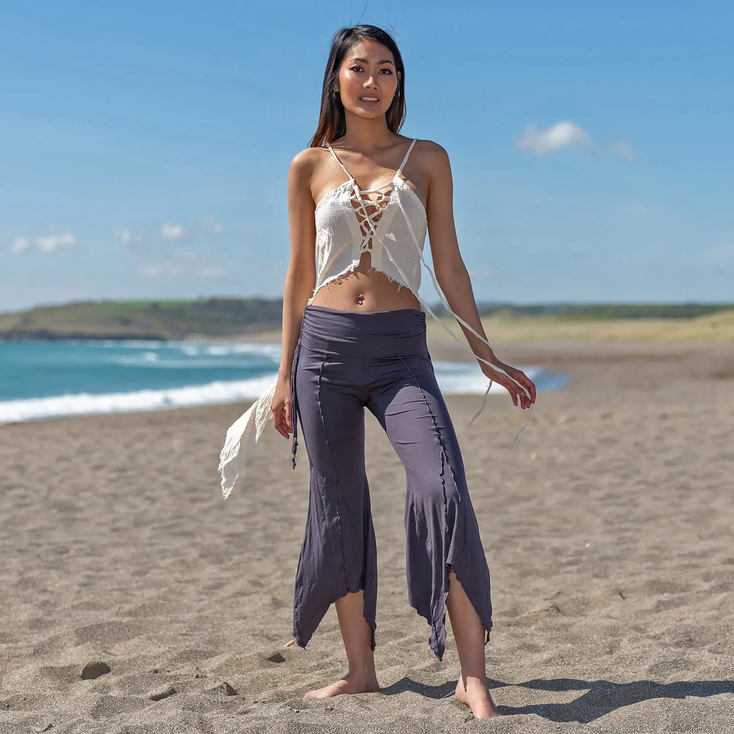 Reversible Lace-Up Top - Raw Cotton