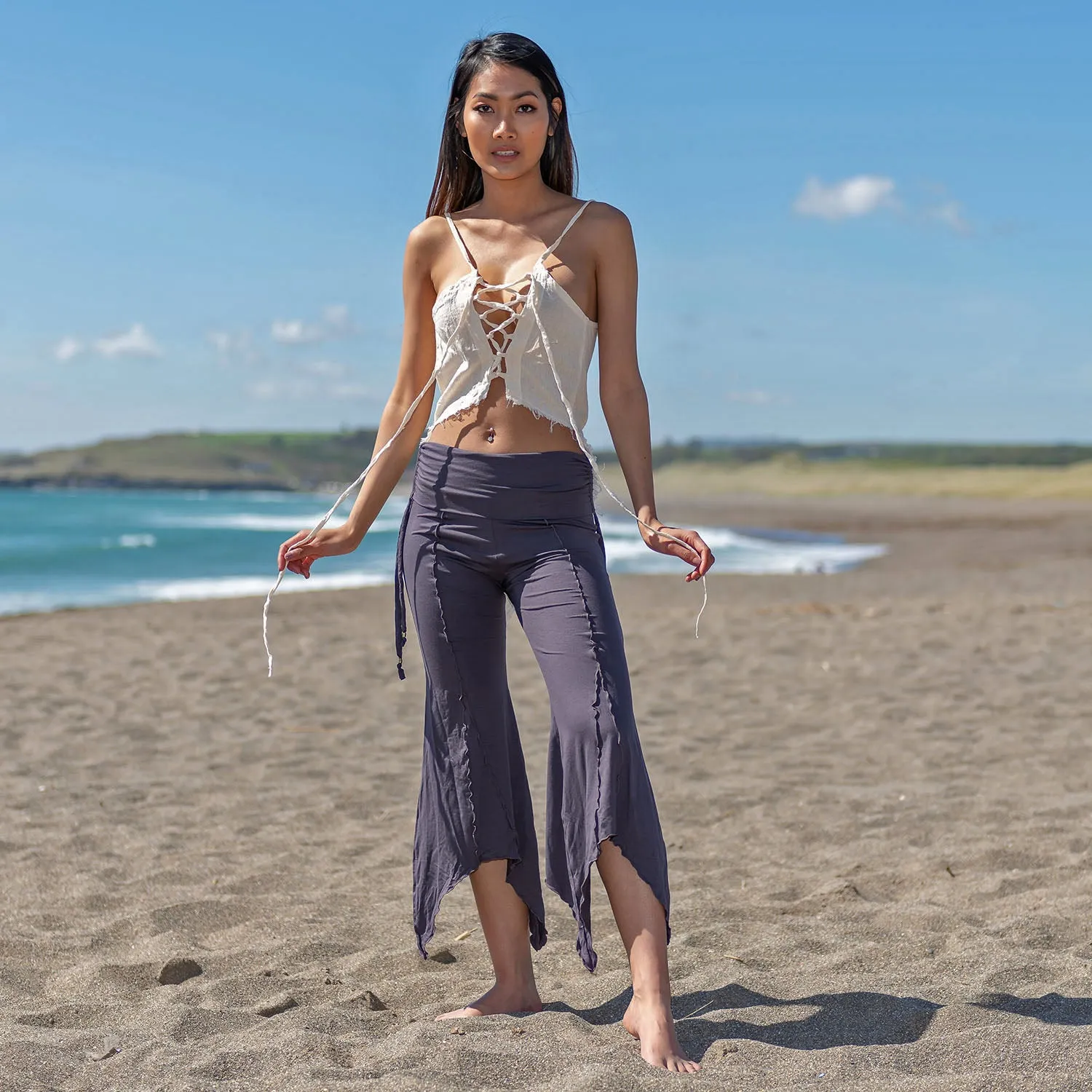 Reversible Lace-Up Top - Raw Cotton