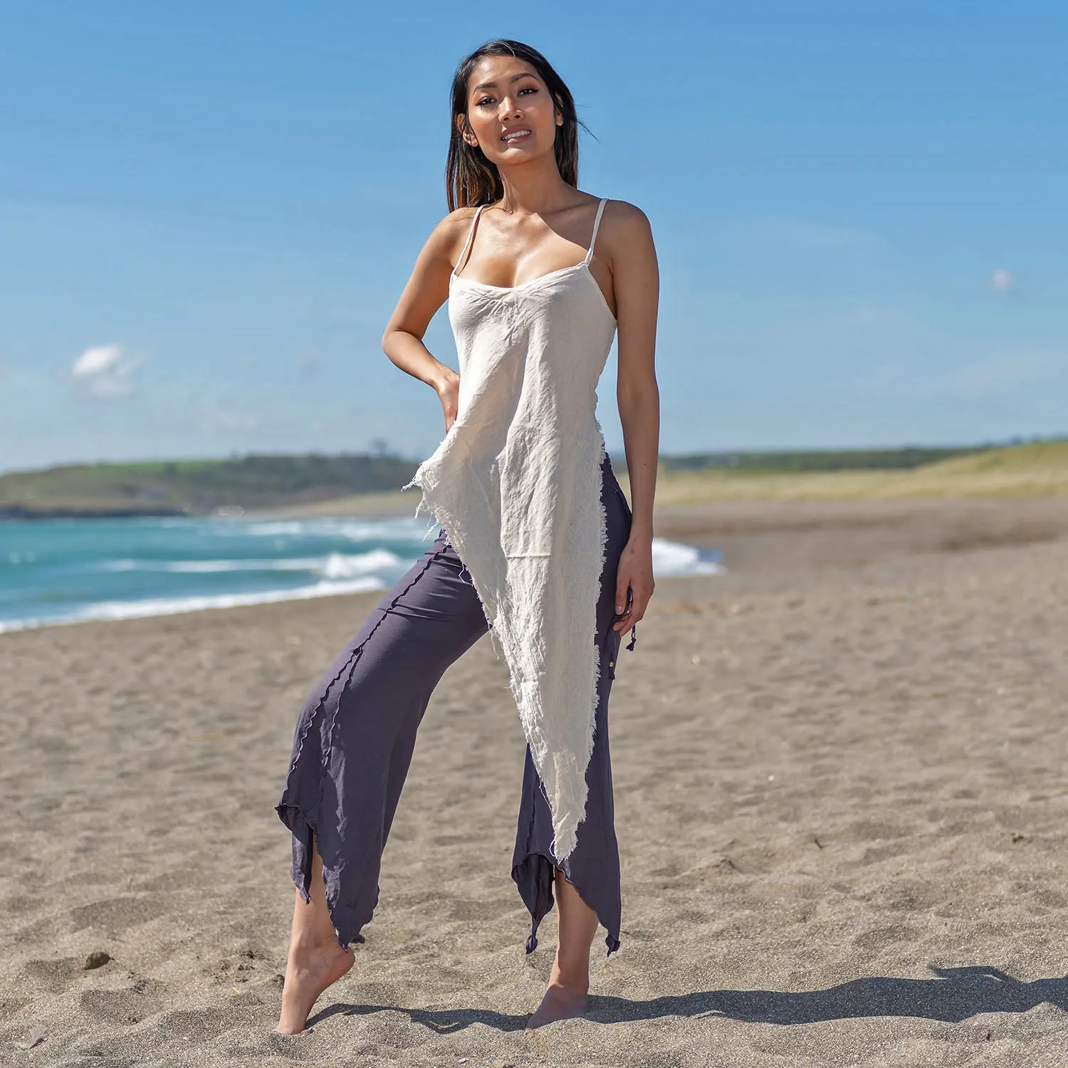 Reversible Lace-Up Top - Raw Cotton