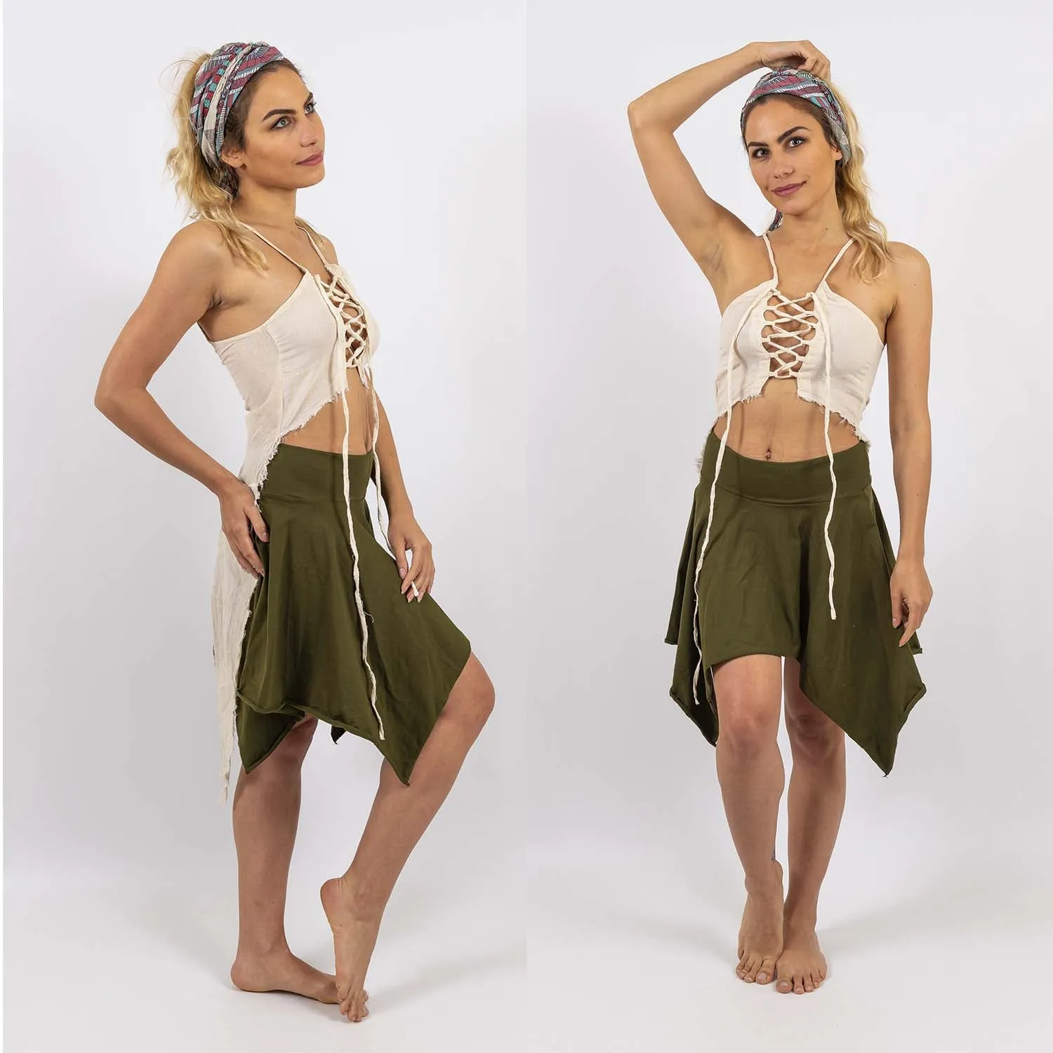 Reversible Lace-Up Top - Raw Cotton
