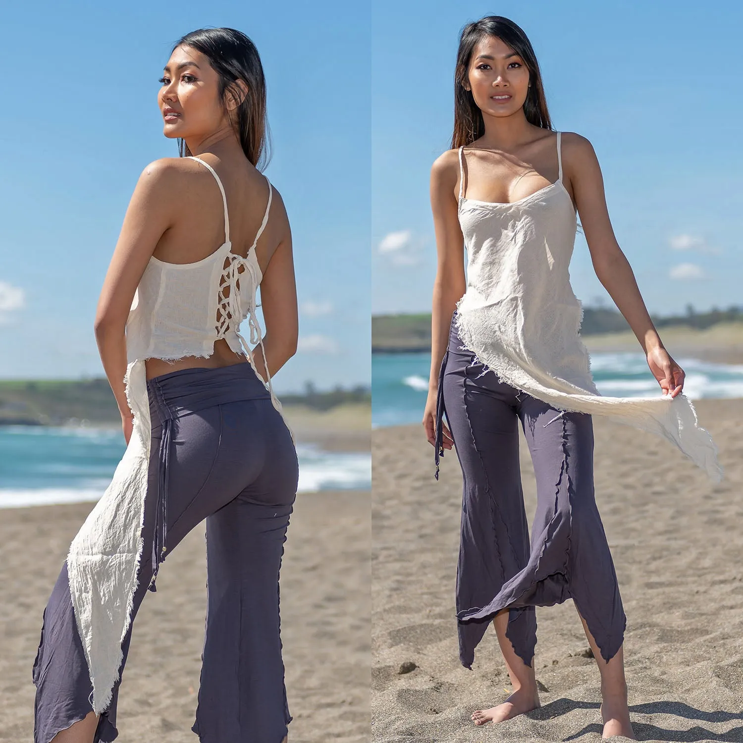 Reversible Lace-Up Top - Raw Cotton