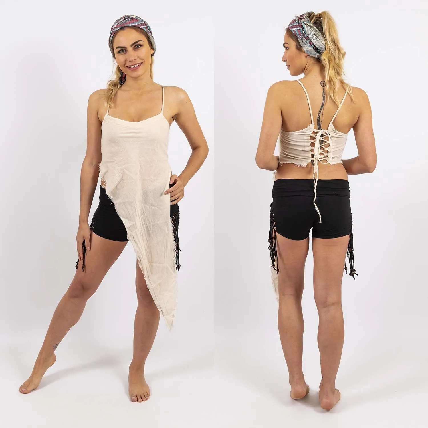Reversible Lace-Up Top - Raw Cotton