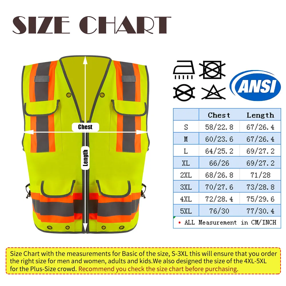 SMASYS Safety Vest for Men with Pockets Two-Tone Reflective Vests(LB-VS4043)