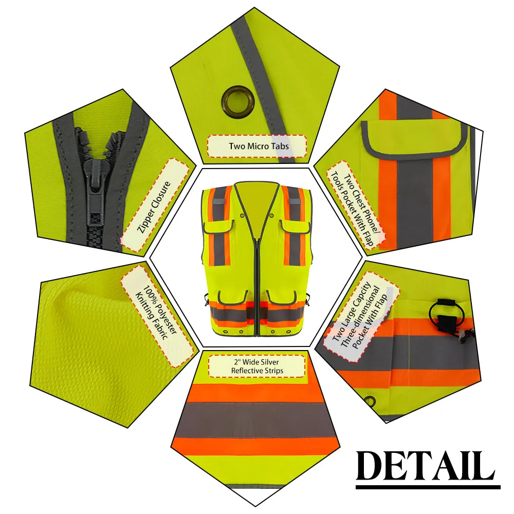 SMASYS Safety Vest for Men with Pockets Two-Tone Reflective Vests(LB-VS4043)