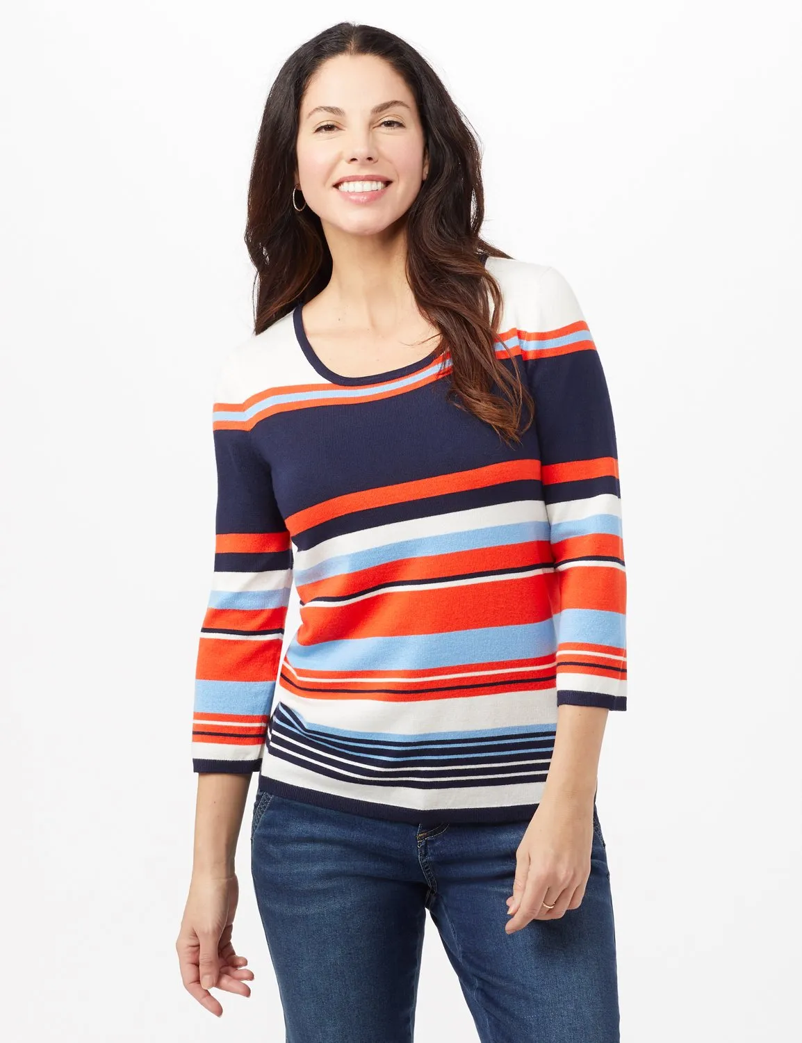 Stripe Lace-Up Back Sweater