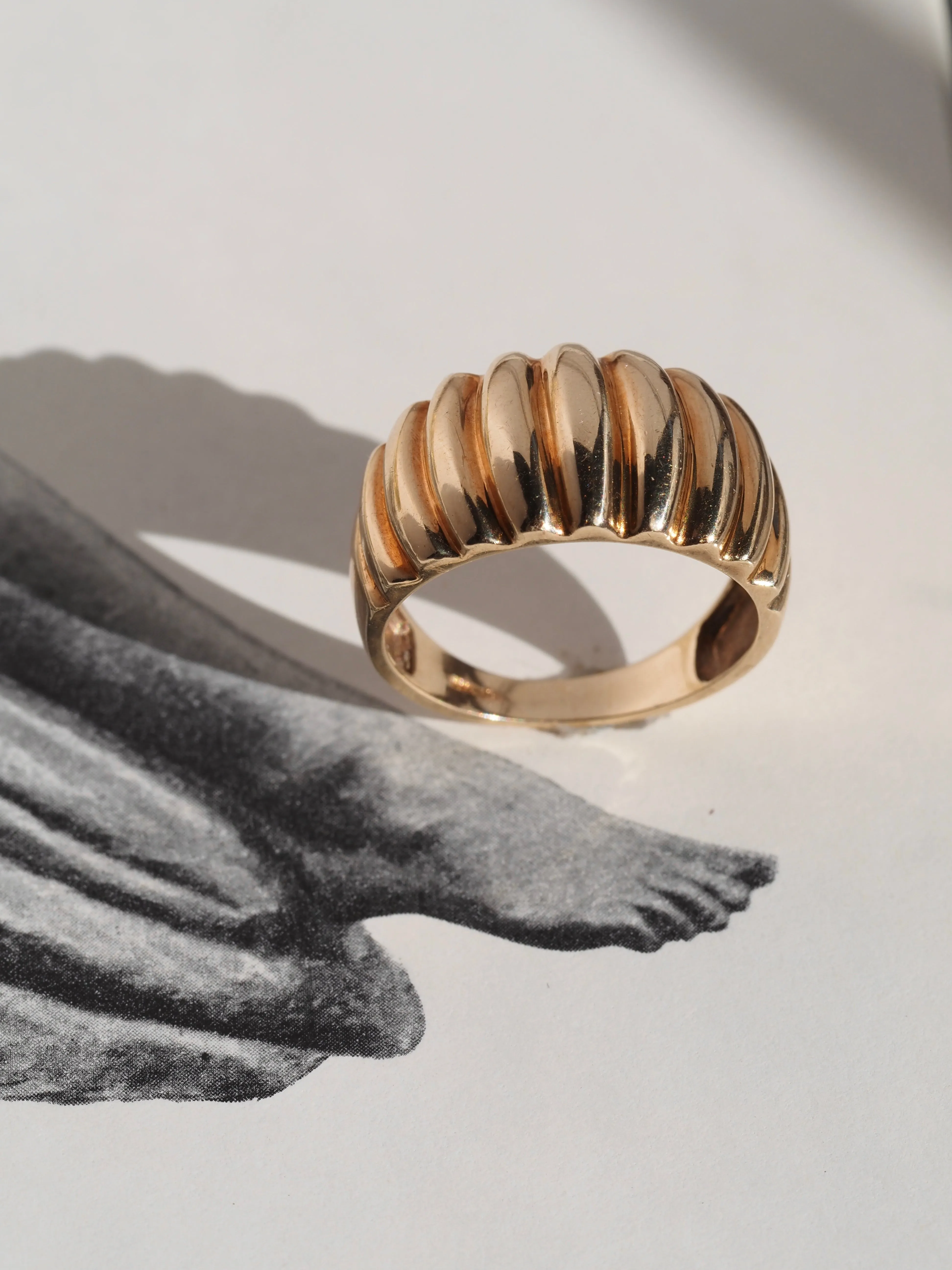 Vintage Ridged Dome 10k Gold Ring