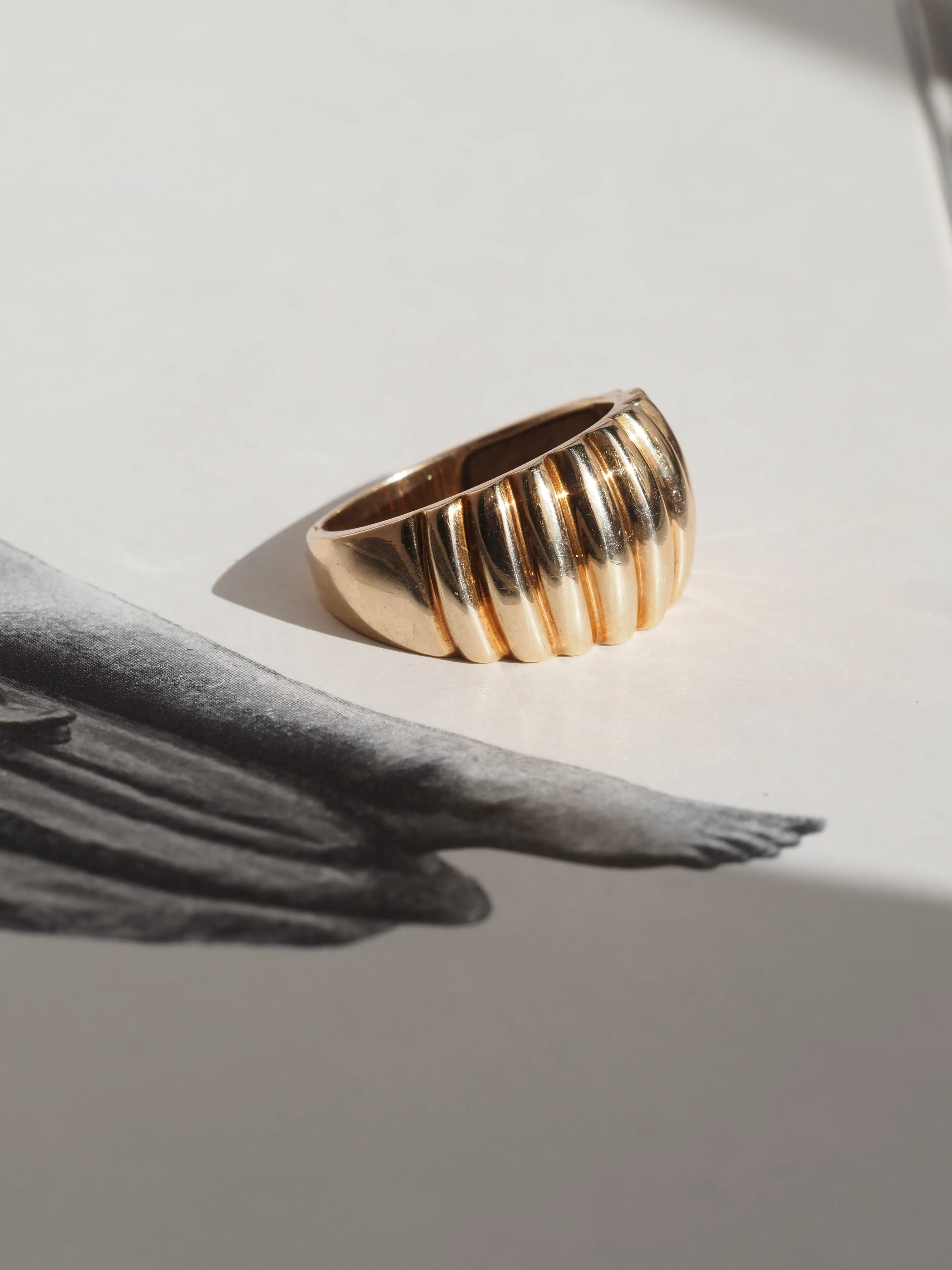 Vintage Ridged Dome 10k Gold Ring