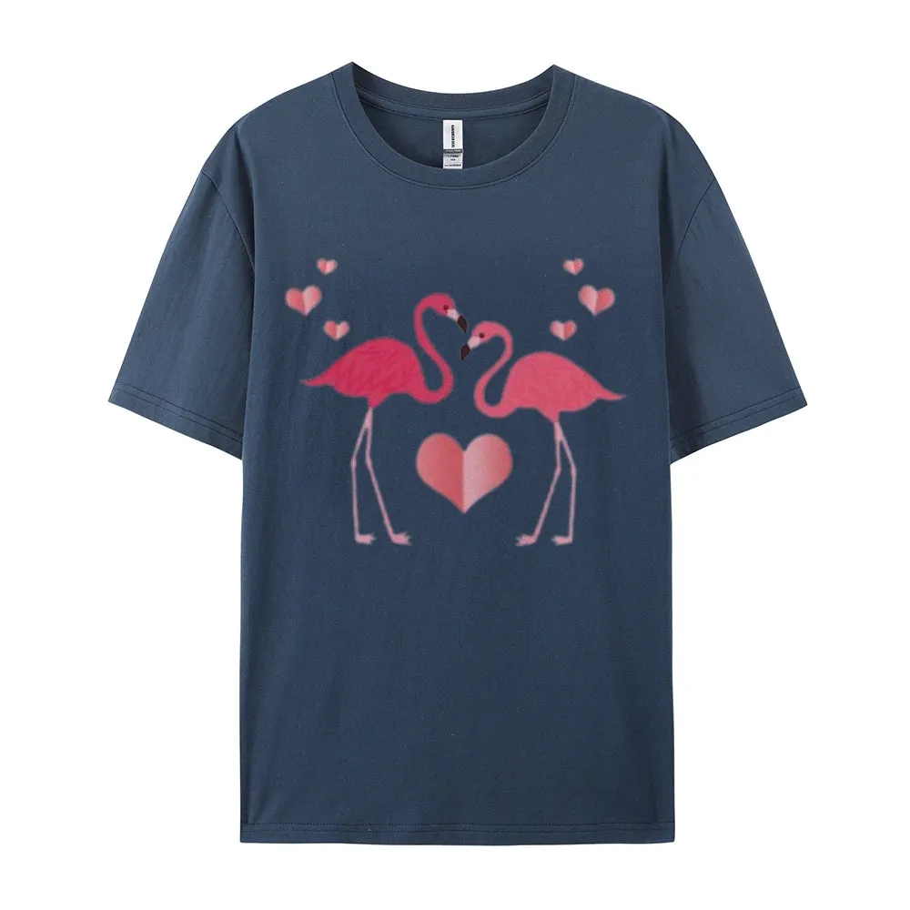 Women Love Flamingo For Valentine's Day Print Graphic T-shirt