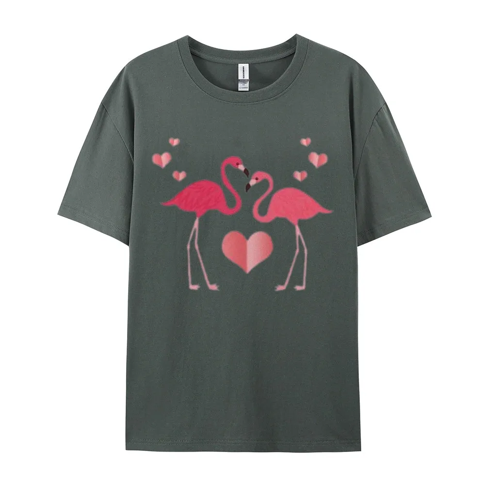 Women Love Flamingo For Valentine's Day Print Graphic T-shirt