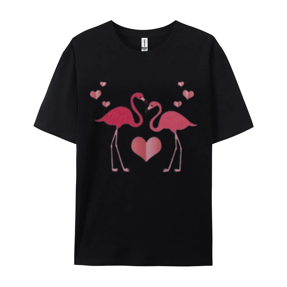 Women Love Flamingo For Valentine's Day Print Graphic T-shirt